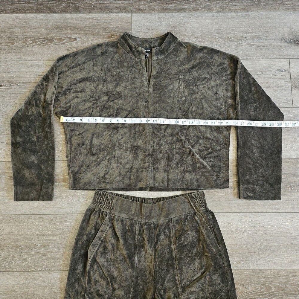ME+EM Green Velour Track Suit 1/4 Zip Pullover US 8 & Pull on Joggers US 10 - Picture 4 of 11